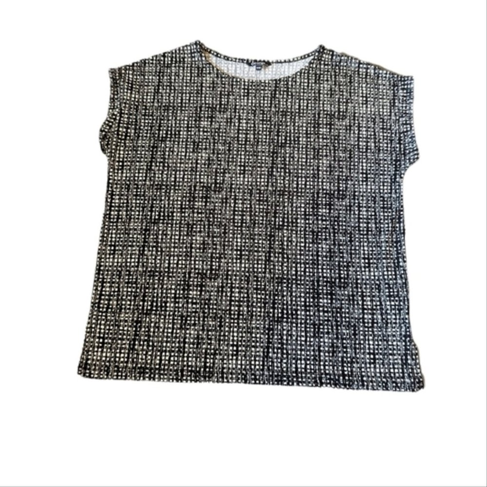 Woman's George Geometric Loose Fit Short Sleeve Tunic Blouse-Size Medium